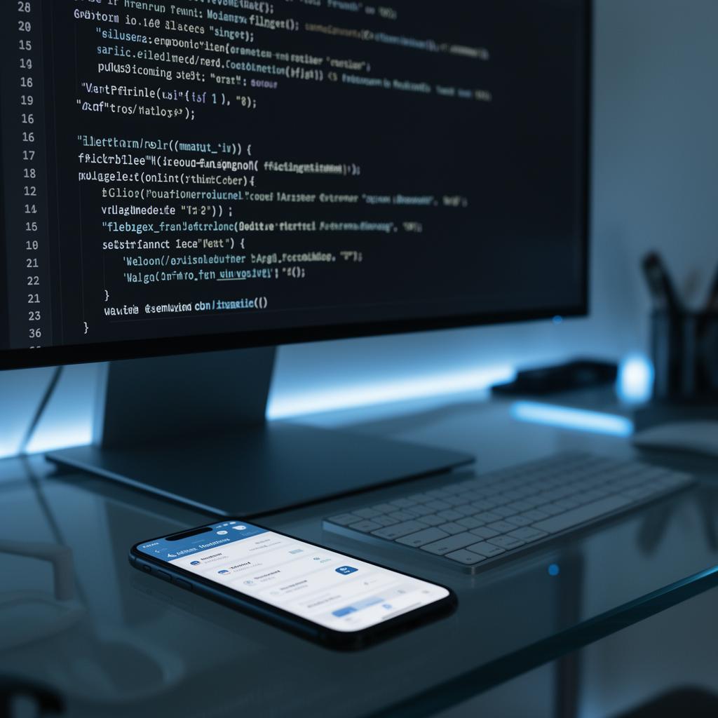Developer workspace met API-code en fleet dashboard
